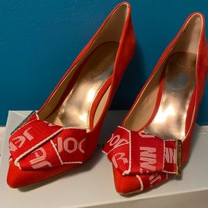 JENN ARDOR Women's Stiletto High Heel Pumps Pointy Toe Bowknot Slip On- Size 8